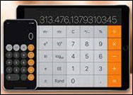 Image 3 of 3. Picture on iPad and phone with calculator on screen calculator displayed.